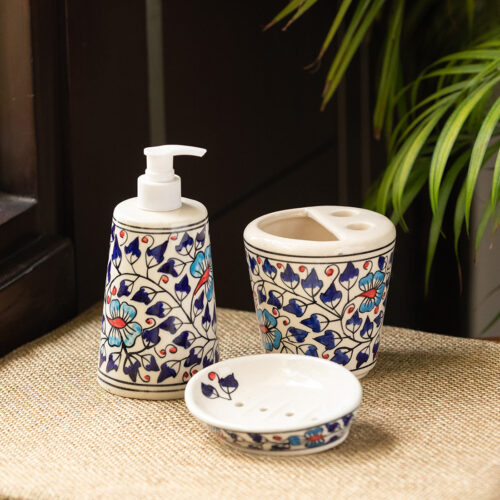 Agna Florae Handpainted Bathroom Set - Three Piece Set Agna Florae Handpainted Bathroom Set - Three Piece Set