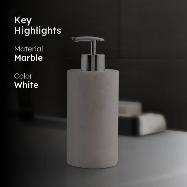 Alabaste Marble Soap Dispenser - White & Silver