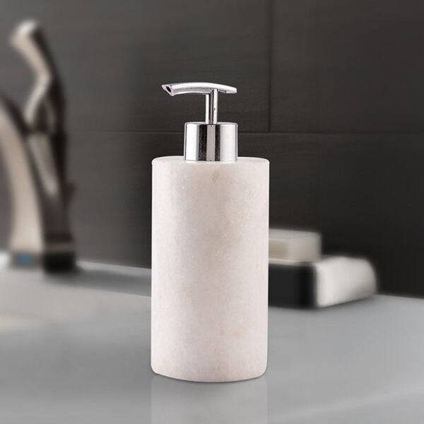 Alabaste Marble Soap Dispenser - White & Silver