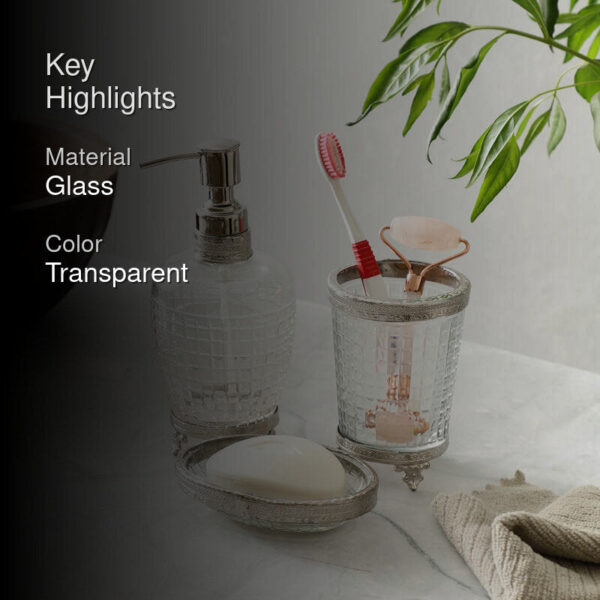 Dolores Crystal Cut Bathroom Set - Silver