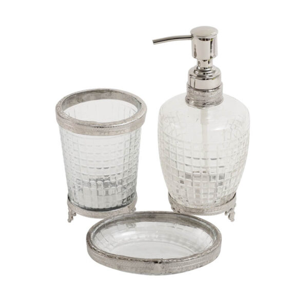 Dolores Crystal Cut Bathroom Set - Silver