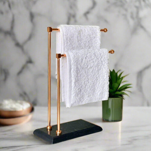 Elita Hand Towel Stand - Antique Gold & Black