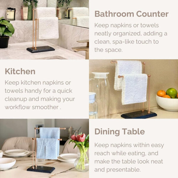 Elita Hand Towel Stand - Silver & Black