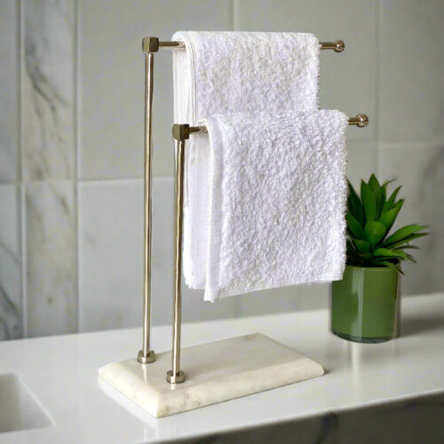 Elita Hand Towel Stand - Silver & White