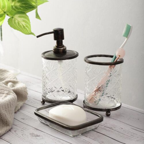 Ervo Crystal Bathroom Set - Black