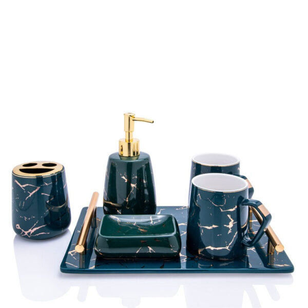 Goldira Galore Green Bathroom Set - Six Piece Set Goldira Galore Green Bathroom Set - Six Piece Set