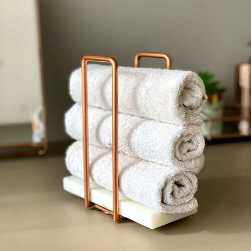 Ivago Towel Holder - White & Rose Gold