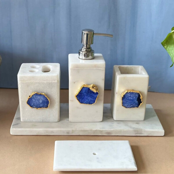 Kade Agate & Marble Bathroom Set - Blue