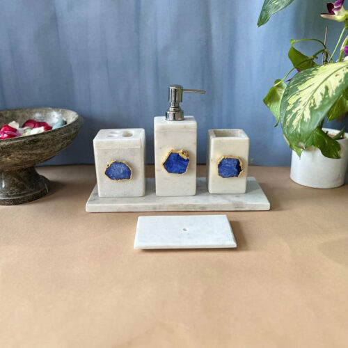 Kade Agate & Marble Bathroom Set - Blue