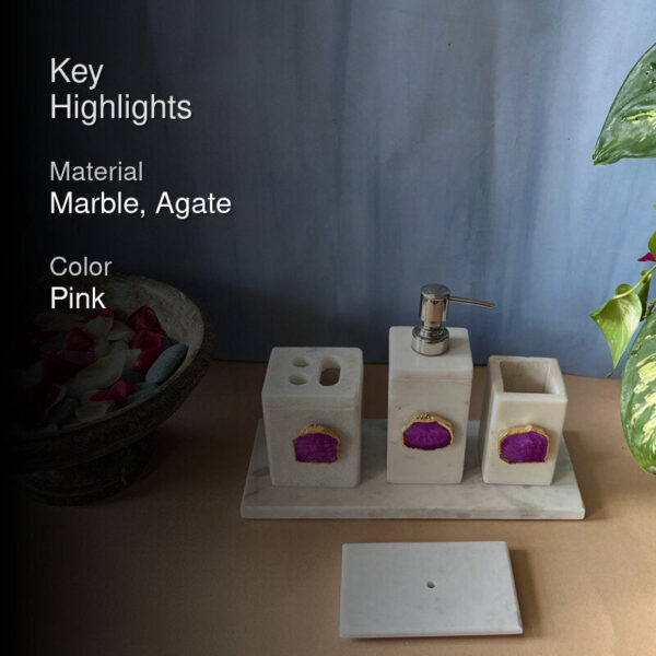 Kade Agate & Marble Bathroom Set - Pink