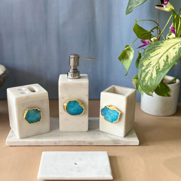 Kade Agate & Marble Bathroom Set - Turquoise