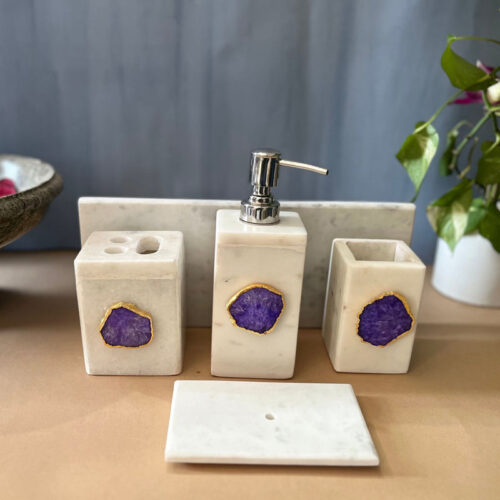 Kade Agate & Marble Bathroom Set - Violet