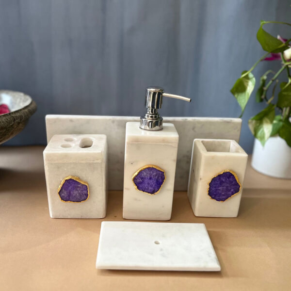 Kade Agate & Marble Bathroom Set - Violet