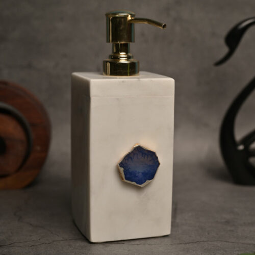 Kade Handcrafted Agate & Marble Soap Dispenser - Blue