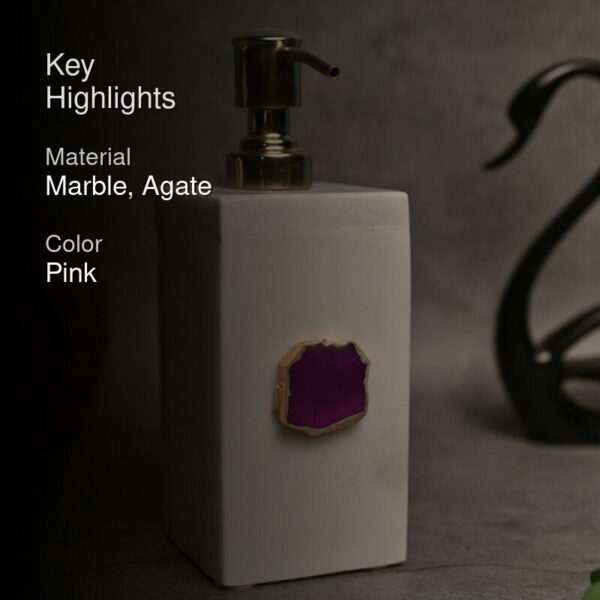 Kade Handcrafted Agate & Marble Soap Dispenser - Pink