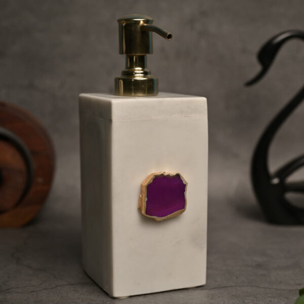 Kade Handcrafted Agate & Marble Soap Dispenser - Pink