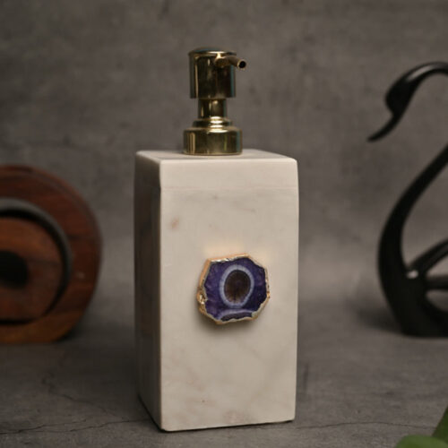 Kade Handcrafted Agate & Marble Soap Dispenser - Purple