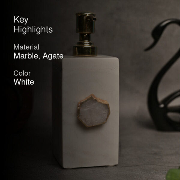 Kade Handcrafted Agate & Marble Soap Dispenser - White Kade Handcrafted Agate & Marble Soap Dispenser - White