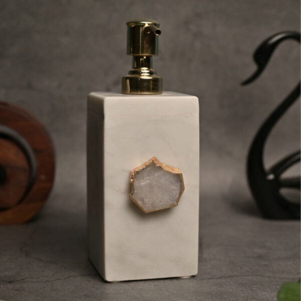 Kade Handcrafted Agate & Marble Soap Dispenser - White Kade Handcrafted Agate & Marble Soap Dispenser - White