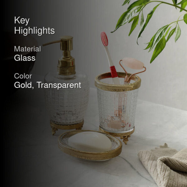 Luma Crystal Cut Bathroom Set - Gold