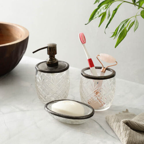 Lumamba Crystal Cut Bathroom Set - Black