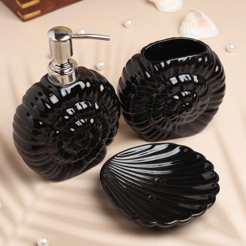 Ocean Noir Ceramic Bathroom Set - Three Piece Set