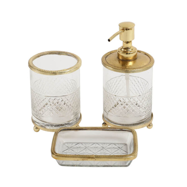 Roma Crystal Cut Bathroom Set - Gold