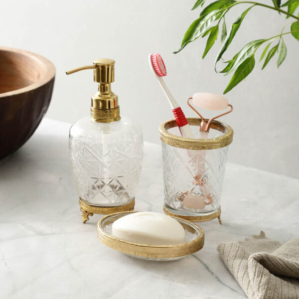 Starry Crystal Cut Bathroom Set - Gold Starry Crystal Cut Bathroom Set - Gold