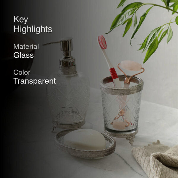 Starry Crystal Cut Bathroom Set - Silver