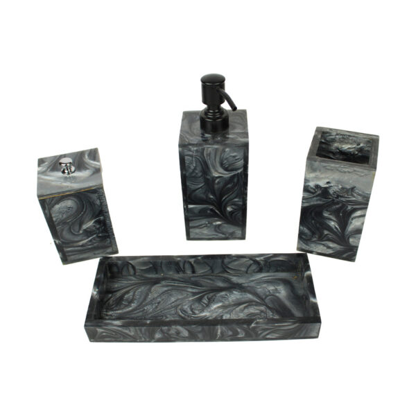 Svela Resin Bathroom Set (Black) - Four Piece Set