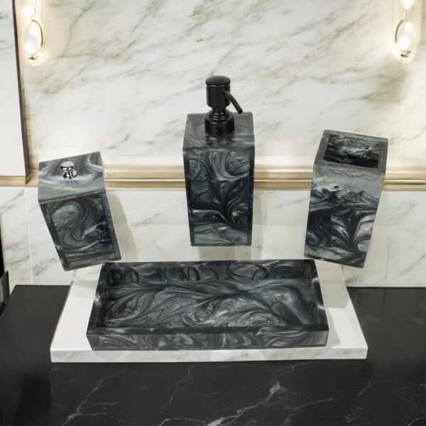 Svela Resin Bathroom Set (Black) - Four Piece Set