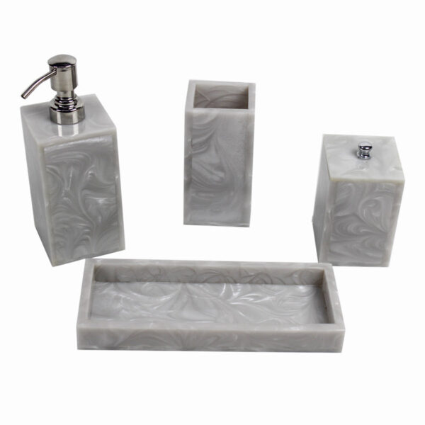 Svela Resin Bathroom Set (Grey) - Four Piece Set