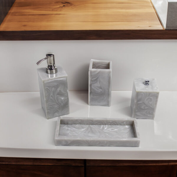 Svela Resin Bathroom Set (Grey) - Four Piece Set