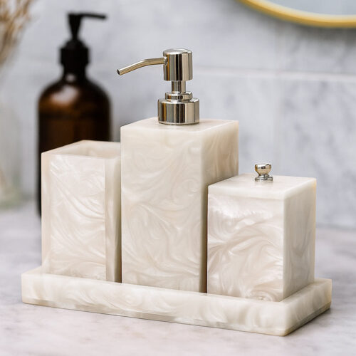 Svela Resin Bathroom Set (Ivory) - Four Piece Set