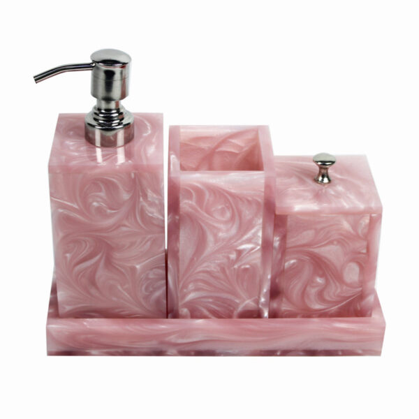 Svela Resin Bathroom Set (Pink) - Four Piece Set