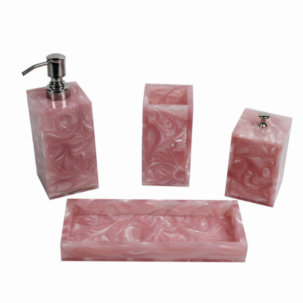 Svela Resin Bathroom Set (Pink) - Four Piece Set