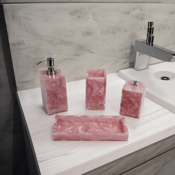 Svela Resin Bathroom Set (Pink) - Four Piece Set