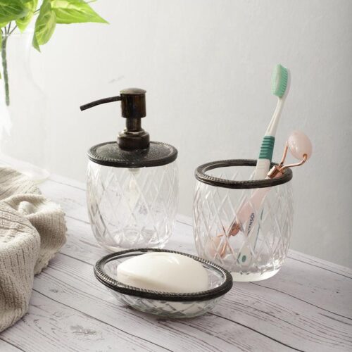 Viara Diamond Bathroom Set - Black