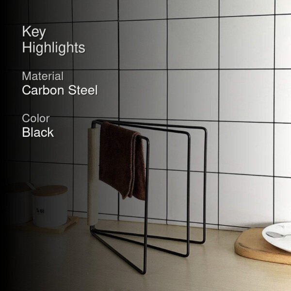 Wipe Mate Black Foldable Napkin Holder - Modern Carbon Steel Design