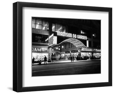 1950s Madison Square Garden Marquee Night West 49th Street Billing Ice Capades of 1953 Building - Black Framed Art Print Wall Art, 12x9