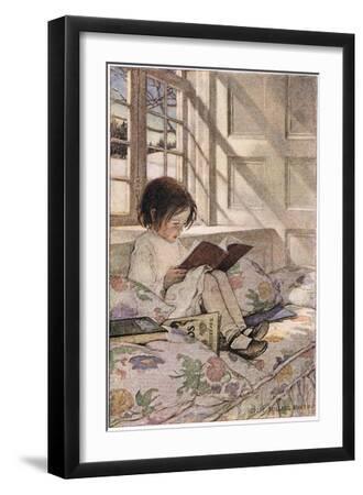 A Girl Reading, from 'A Child's Garden of Verses' by Robert Louis Stevenson, Published 1885 - Black Framed Art Print Wall Art, 12x18