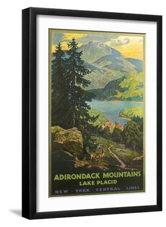 Adirondacks Travel Poster - Black Framed Art Print Wall Art, 12x18