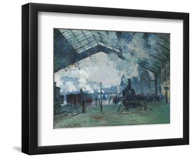 Arrival of the Normandy Train, Gare Saint-Lazare by Claude Monet - Black Framed Art Print Wall Art, 12x9