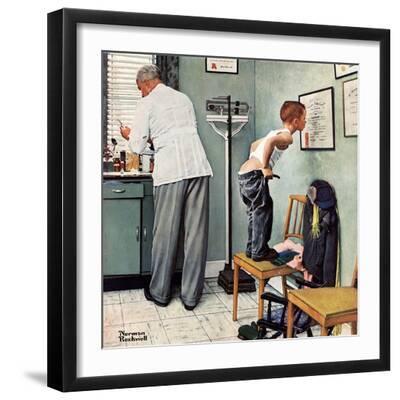 "Before the Shot" or "At the Doctor's", March 15,1958 - Black Framed Art Print Wall Art, 16x16