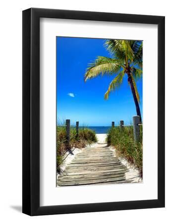 Boardwalk on the Beach - Florida - Black Framed Art Print Wall Art, 8x12