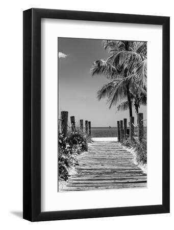 Boardwalk on the Beach - Key West - Florida - Black Framed Art Print Wall Art, 8x12