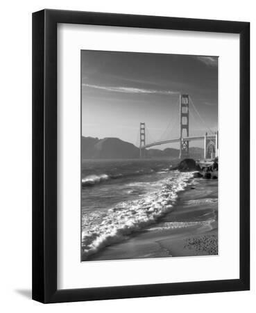 California, San Francisco, Golden Gate Bridge from Marshall Beach, USA - Black Framed Art Print Wall Art, 9x12