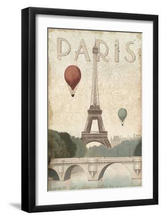 City Skyline Paris Vintage V2 - Black Framed Art Print Wall Art, 12x18