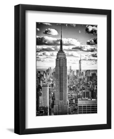 Cityscape, Empire State Building and One World Trade Center, Manhattan, NYC - Black Framed Art Print Wall Art, 9x12