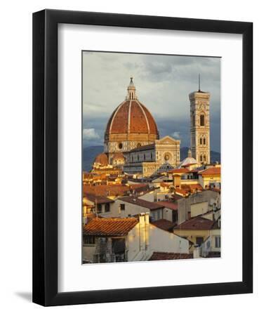 Duomo, Florence Cathedral at Sunset, Basilica of Saint Mary of the Flower, Florence, Italy - Black Framed Art Print Wall Art, 9x12